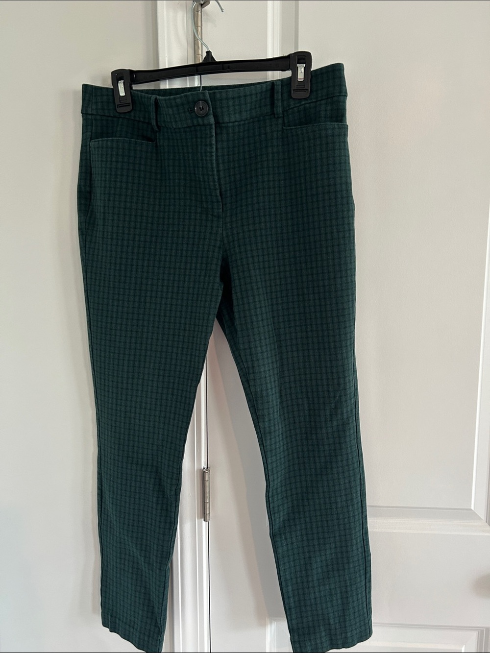 LOFT plaid Dark Green/black Sutton Skinny Dress Pants